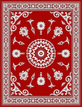 Scarlet White Foliage Starburst Center Rug