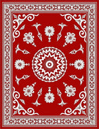 Scarlet White Foliage Starburst Center Rug