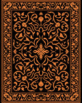 Orange Floral Scroll Black Medallion Rug