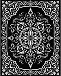 Black White Ornate Floral Medallion Rug