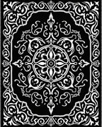 Black White Ornate Floral Medallion Rug