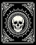 Black Cream Skull Mandala Floral Rug