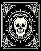 Black Cream Skull Mandala Floral Rug