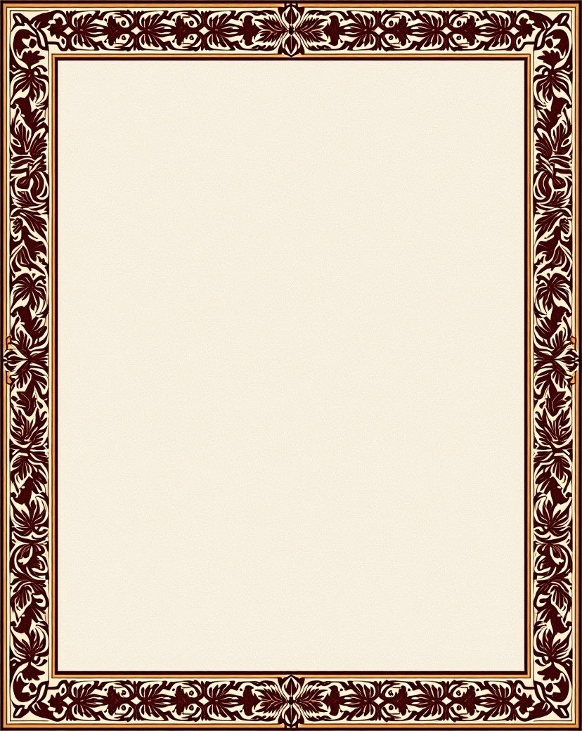 Rich Burgundy Scrollwork Floral Border Rug