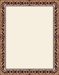 Rich Burgundy Scrollwork Floral Border Rug