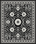 Black White Floral Geometric Op Art Rug