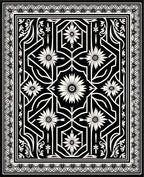Black White Floral Geometric Op Art Rug