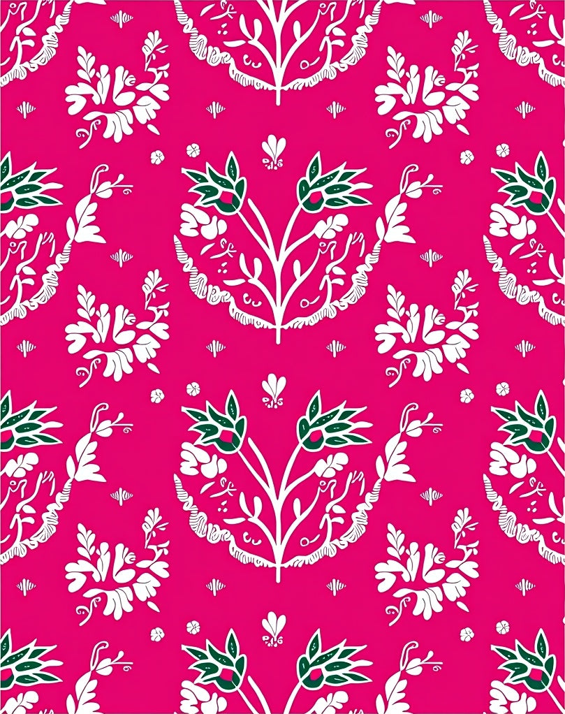 Vibrant Pink Floral Garland Rug