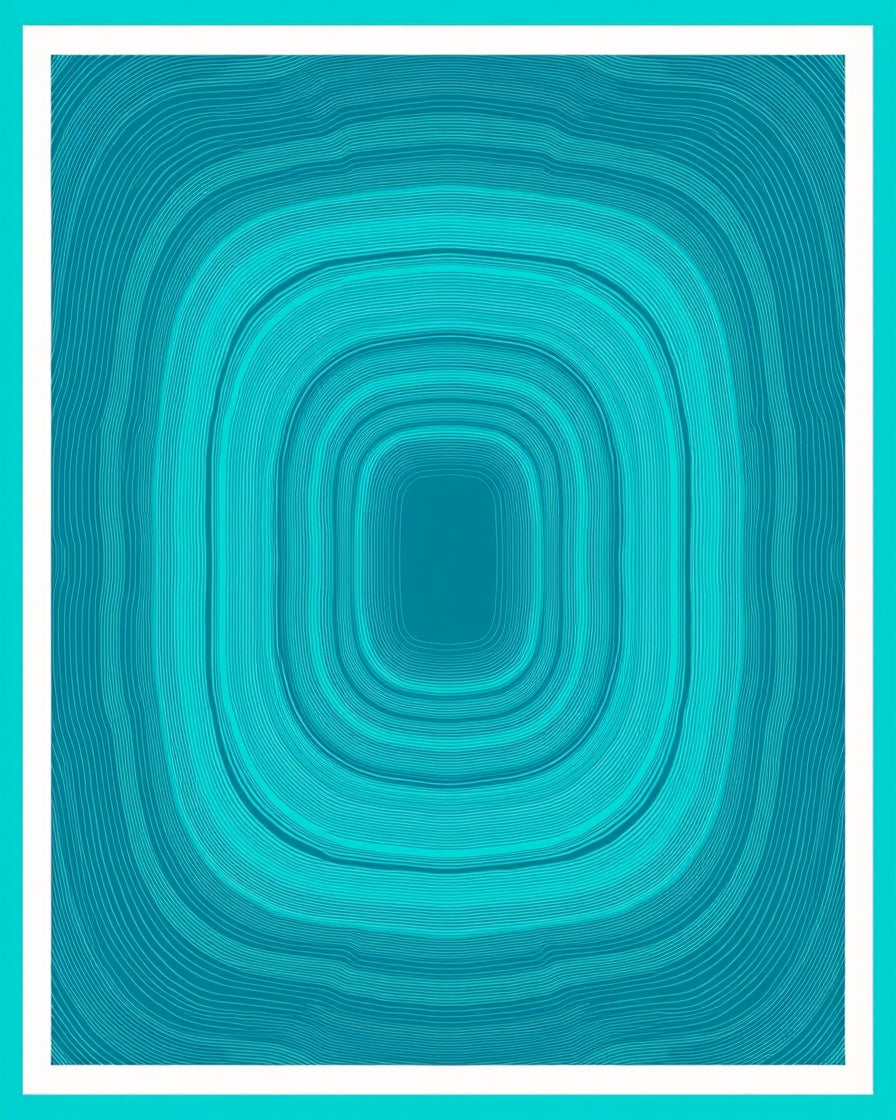 Teal Gradient Nested Square Art Rug