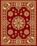 Rich Crimson Golden Floral Medallion Rug