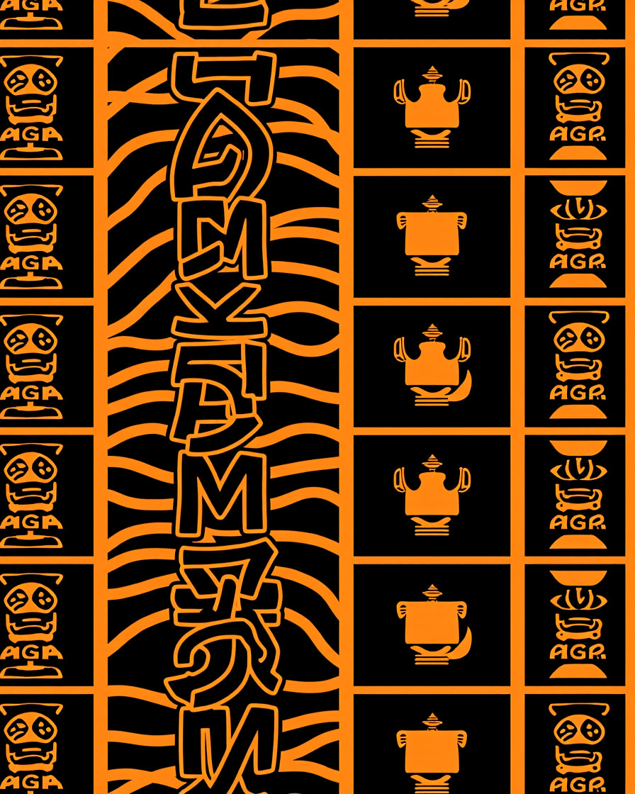 Bold Orange Black Graphic Animal Stripes Rug