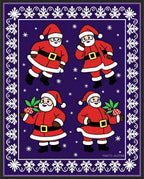 Festive Red Santa Claus Snowflakes Border Rug