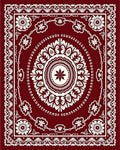 Rich Garnet Bloom Mandala Border Rug