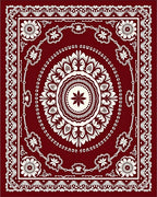 Rich Garnet Bloom Mandala Border Rug