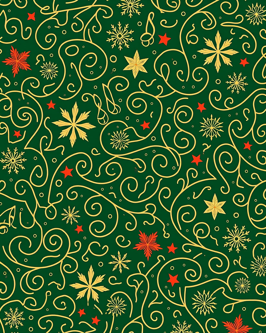 Emerald Green Gold Swirl Snowflake Stars Rug