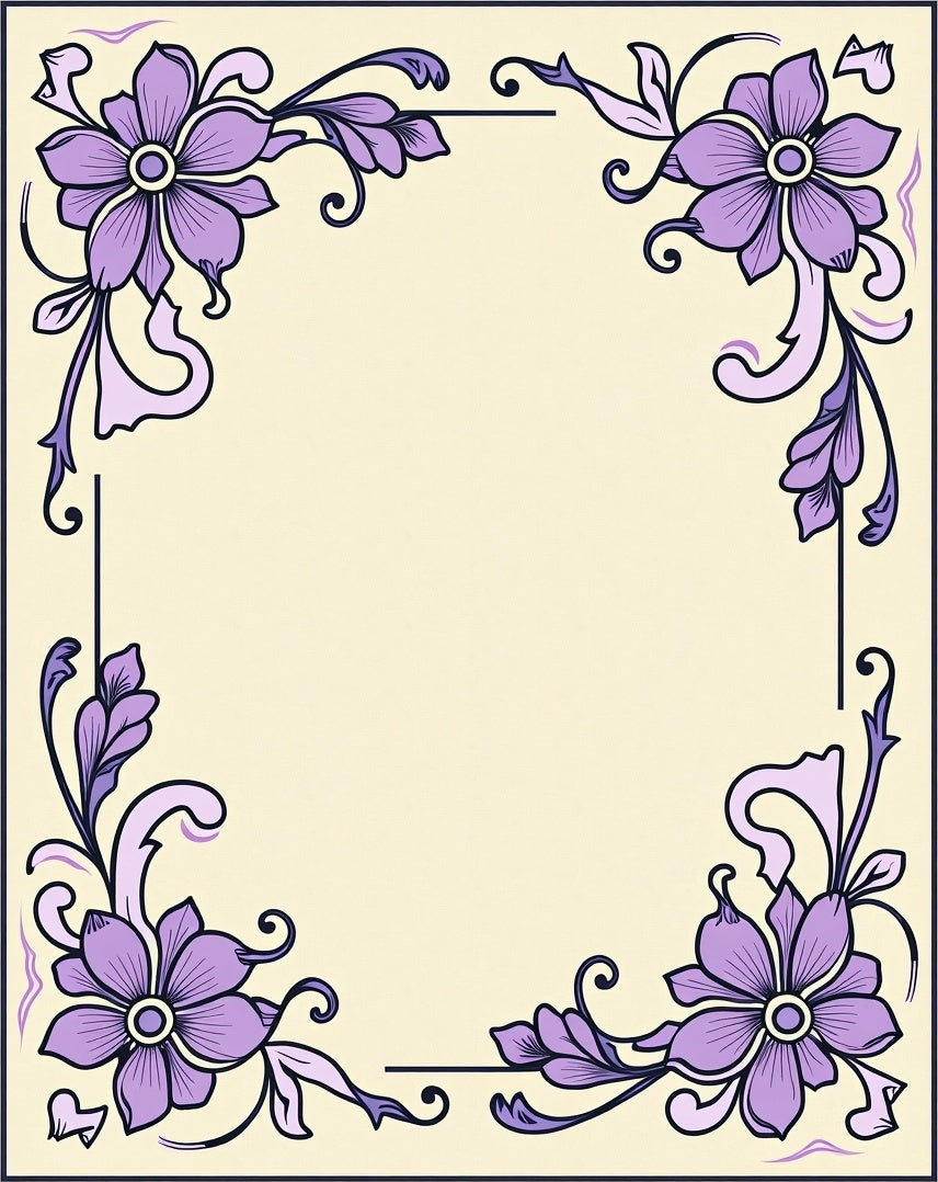 Lavender Floral Art Nouveau Corner Rug