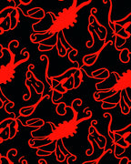 Bold Red Floral Swirls Rug