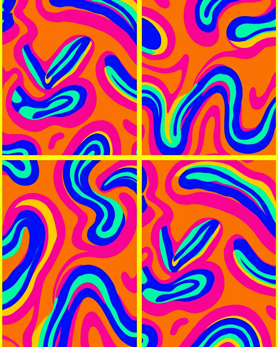 Vibrant Swirls Orange Pink Blue Rug