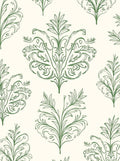 Green Floral Damask Classic Oval Rug