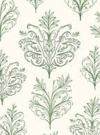 Green Floral Damask Classic Oval Rug