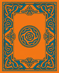 Amber Teal Ornate Geometric Border Rug