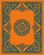 Amber Teal Ornate Geometric Border Rug