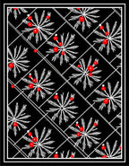 Black White Red Berry Laurel Frame Rug