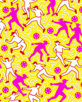 Pink White Figure Yellow Maze Rug