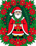 Classic Santa Holiday Poinsettia Wreath Rug