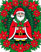 Classic Santa Holiday Poinsettia Wreath Rug