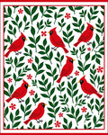 Charming Red Cardinals and Green Foliage Rug