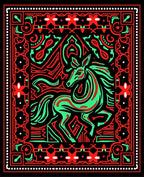 Bold Black Green Red Horse Rug