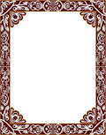 Deep Red White Floral Border Rug
