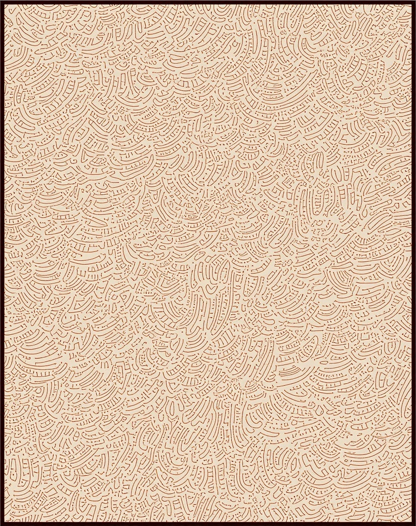 Earthy Crimson Curved Line Art Rug