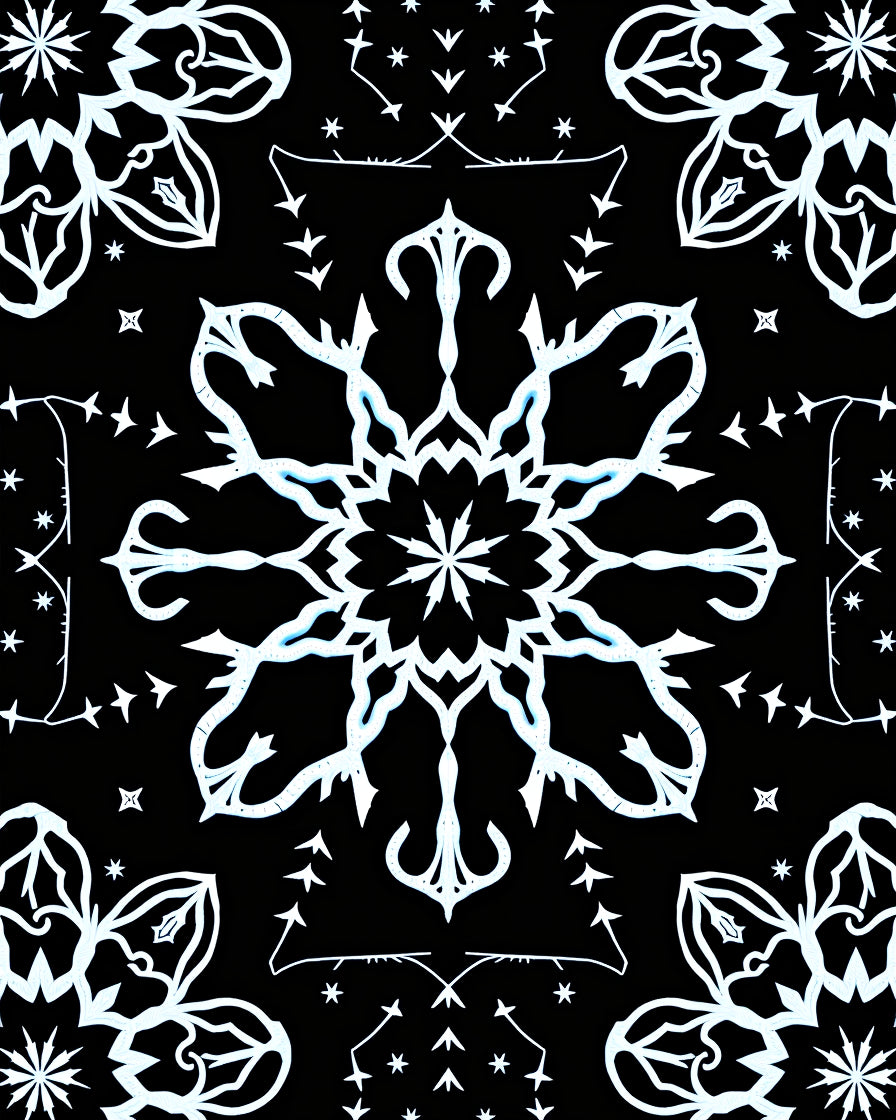 White Starburst Mandala Black Harmony Rug