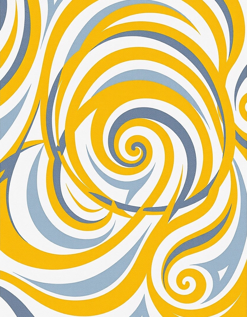 Sunny Yellow Blue Swirls Rug