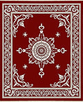 Crimson Medallion Border Swirl Rug