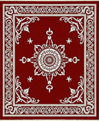 Crimson Medallion Border Swirl Rug