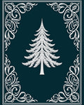 White Feathery Fir Tree Border Rug