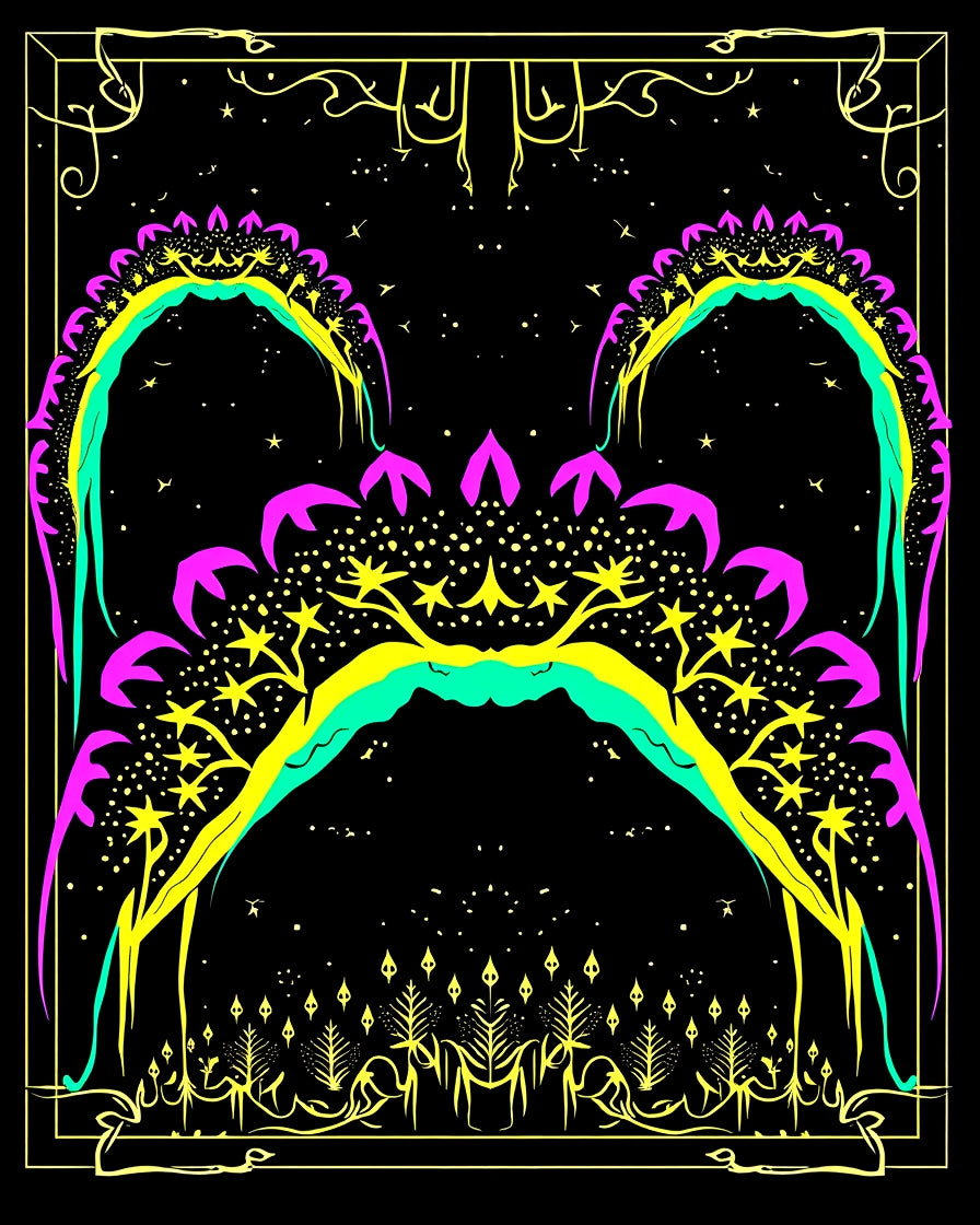Vibrant Yellow Cosmic Arches Rug