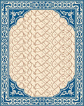 Elegant Beige Blue Interlocking Lattice Rug