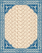 Elegant Beige Blue Interlocking Lattice Rug