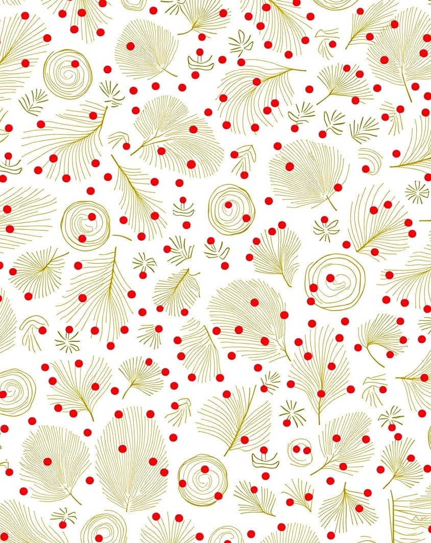 Gold Leaf Red Berry Scatter Rug