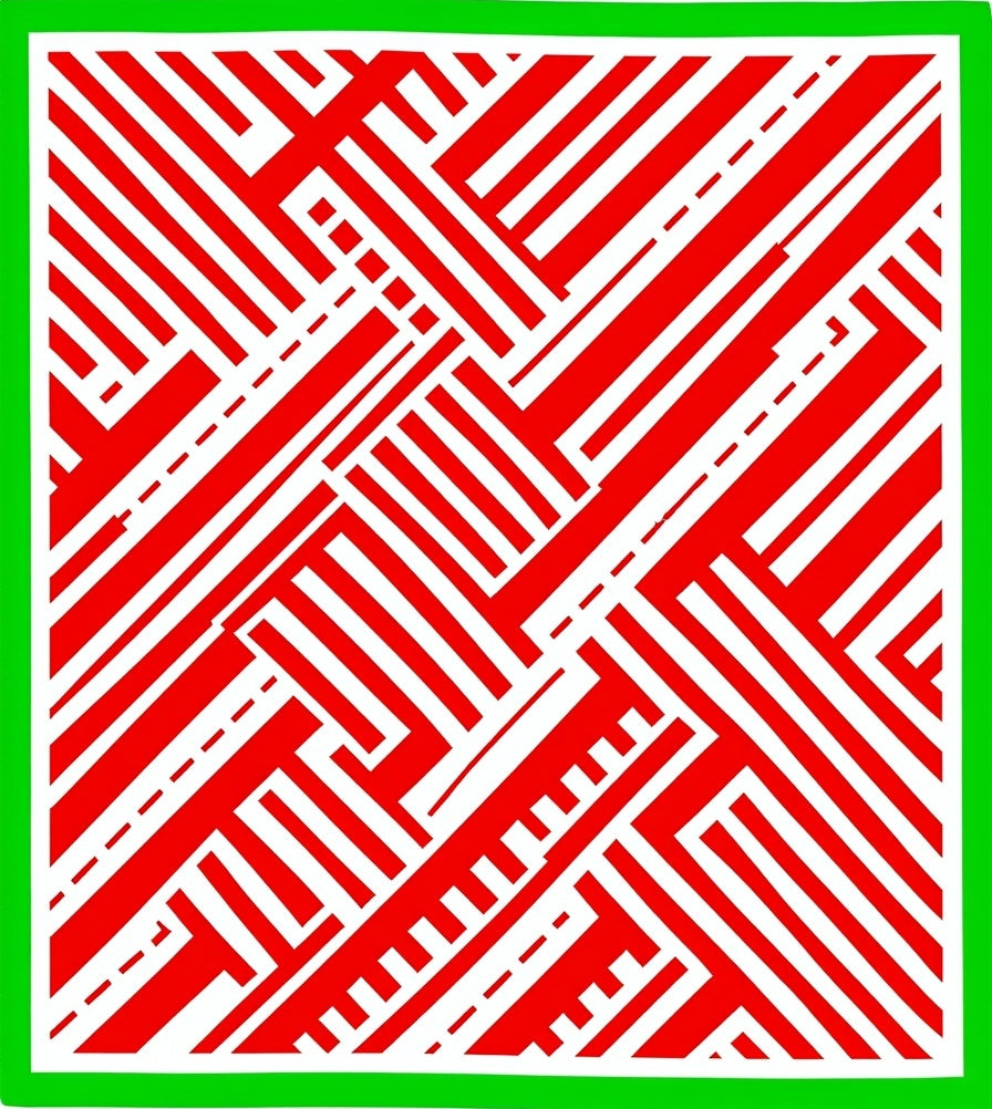 Red White Interlocking Stripes Rug