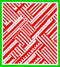 Red White Interlocking Stripes Rug