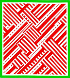 Red White Interlocking Stripes Rug