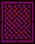 Dramatic Red Blue Intersecting Squares Rug