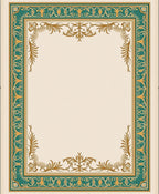 Ornate Teal and Gold Leaf Frame Rug