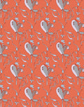 Coral Gray Whimsical Floral Swirls Rug
