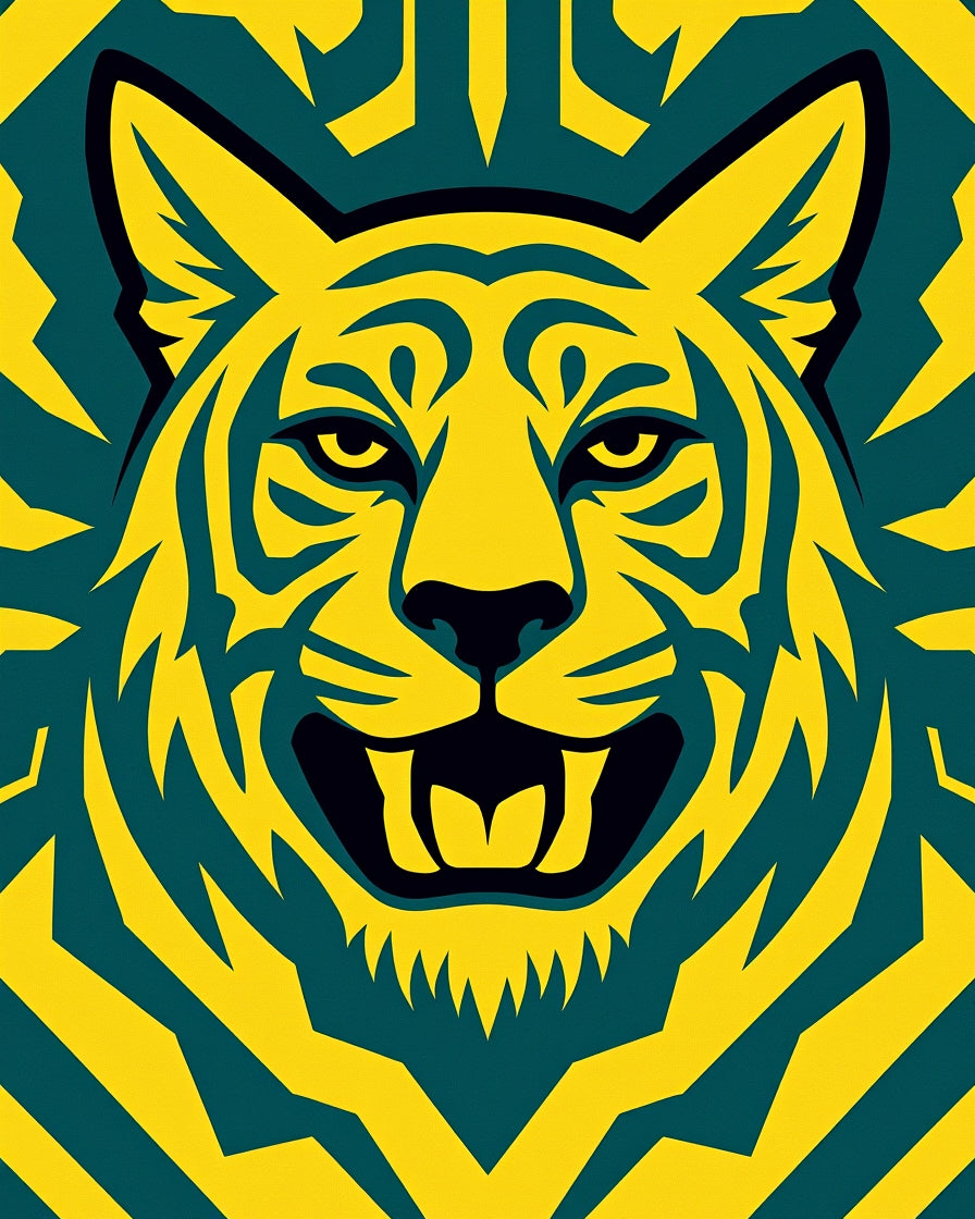 Bold Yellow Tiger Tribal Rug